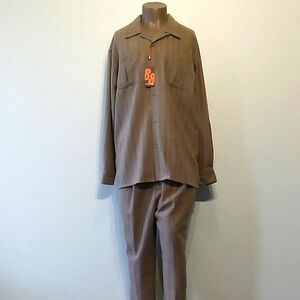 Vintage 88 Special 2pc Khaki Button-Up Shirt and Pants Set by Michael Irvin